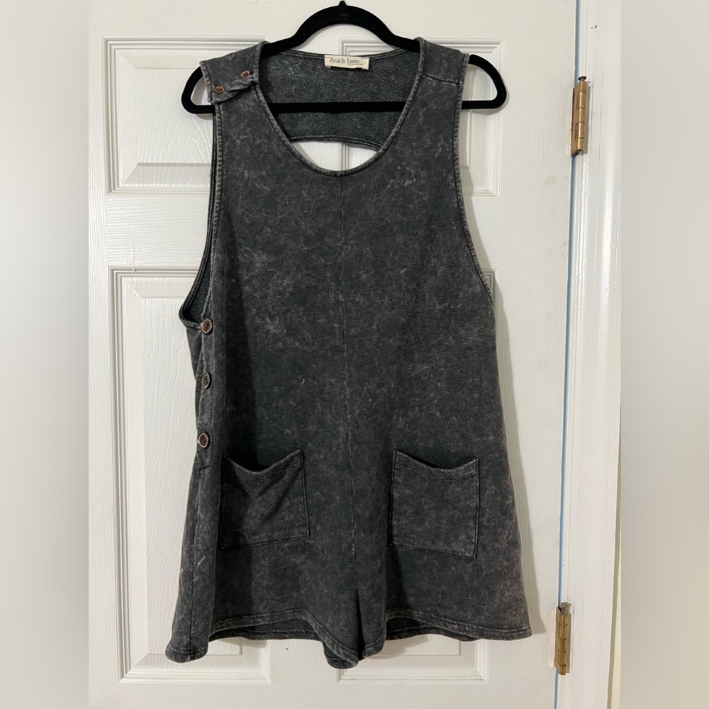 Black Acid Wash Cut-Out Romper Size Large